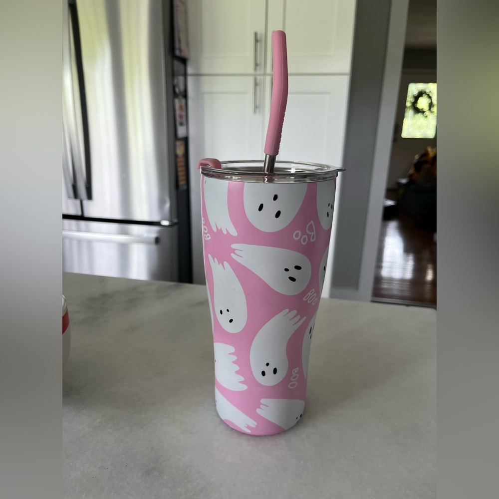 Pink ghost tumbler